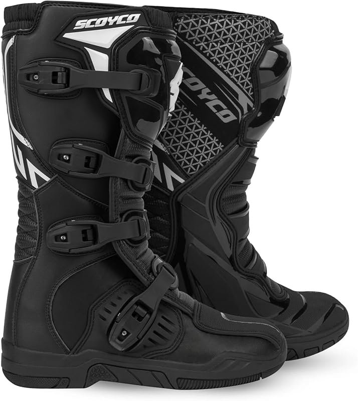 Scoyco Men's Enduro Motocross Boots with Shin Guard, Ankle TPU Protect