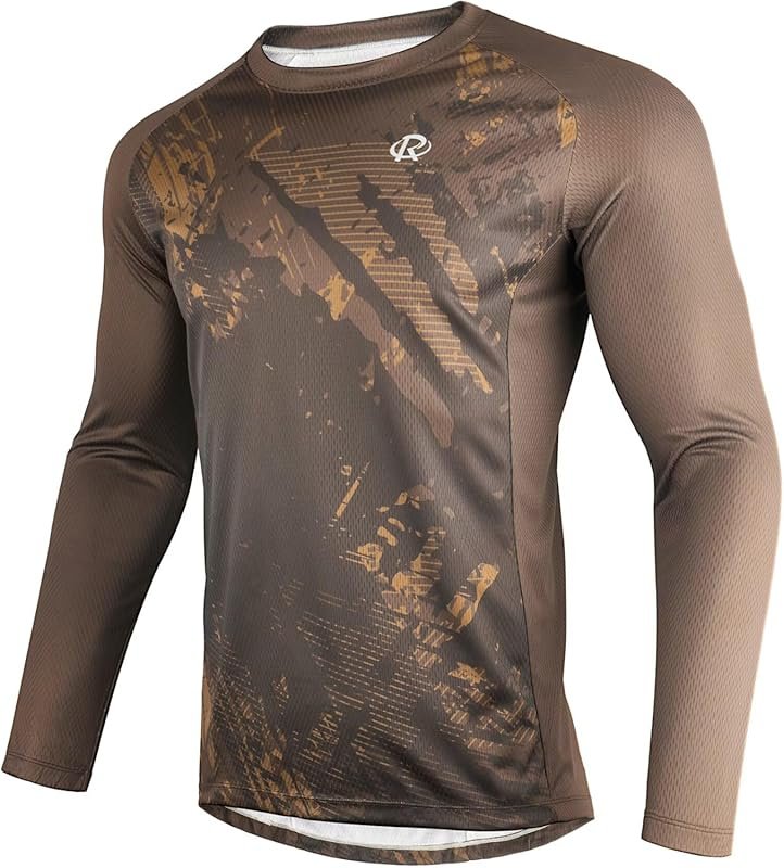 ROTTO Men's Long Sleeve Mountain Bike Jersey: Moisture Wicking & Quick