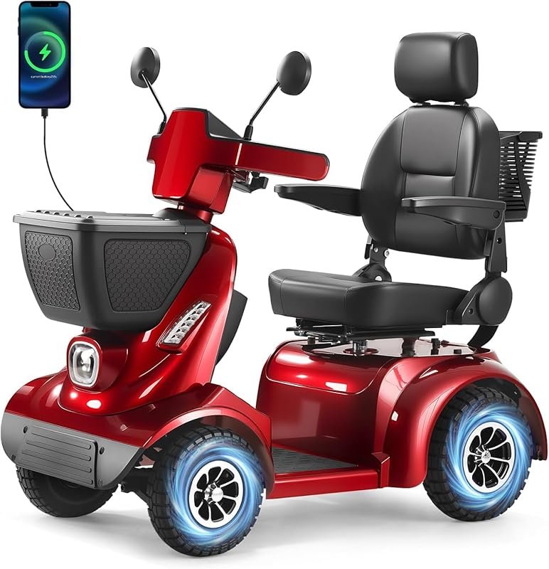 Heavy Duty 4-Wheel Mobility Scooter for Adults with 1000W Motor and Lo