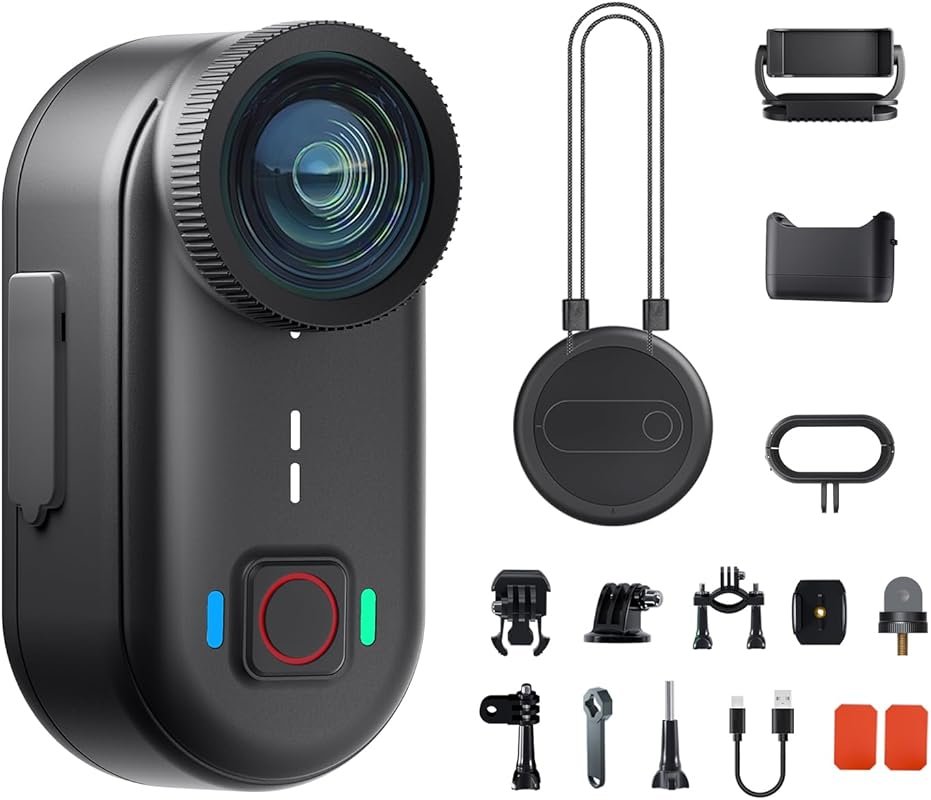 Apexcam 4K Thumb Action Camera with 64GB Storage, 20MP, WiFi Remote &