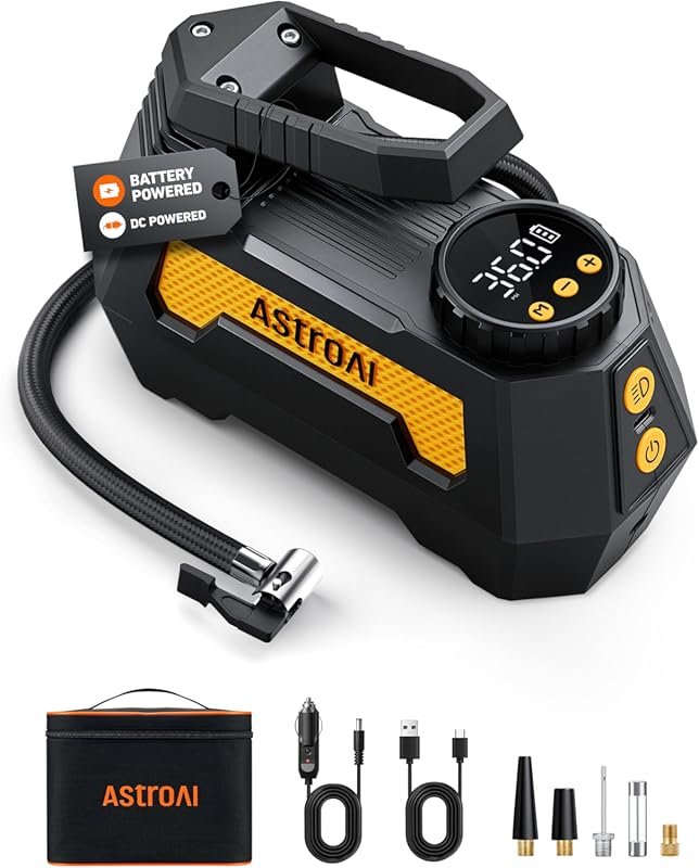 AstroAI H2 Pro Cordless Tire Inflator with Dual Power (DC 12V & Batter