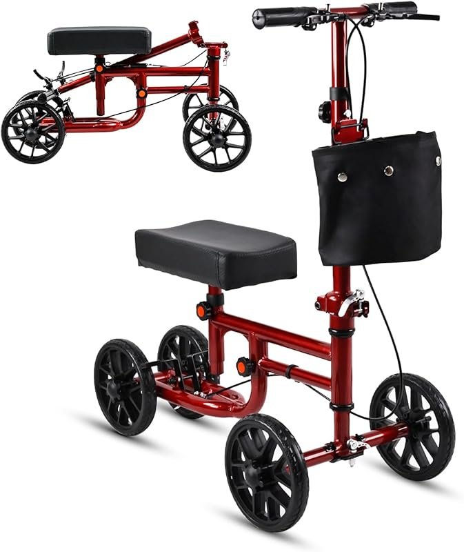Economy Foldable Steerable Knee Scooter Walker with Dual Brakes for Fo