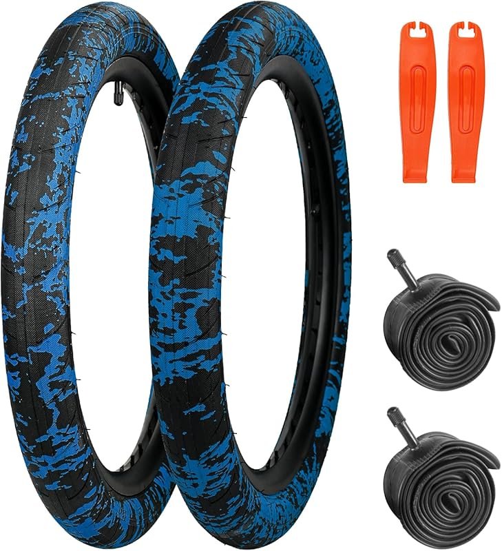WEEROCK 20x2.4 BMX Tire with Inner Tube – Folding Bead, Black/Blue Cam