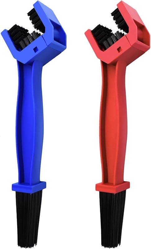 2-Piece Motorcycle Chain Washer & Cleaning Brush Set - Blue & Red