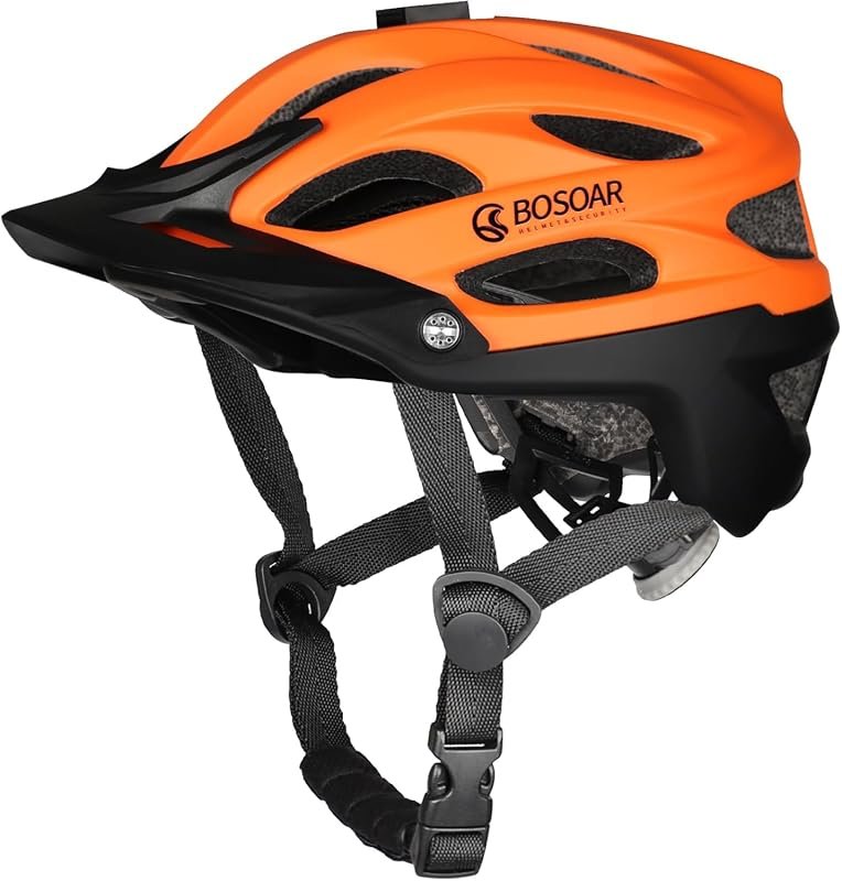 Bosoar Adult Mountain Bike Helmet with Camera Mount and Detachable Vis