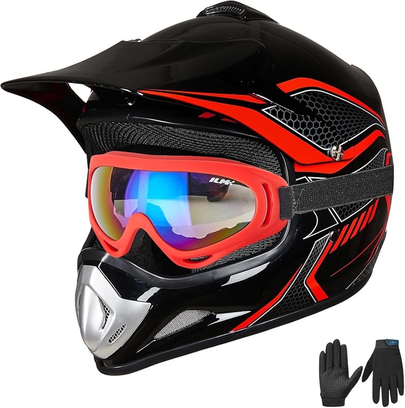 ILM Youth Kids Dirt Bike Helmet BLD-818: DOT Off-Road Street Helmet wi