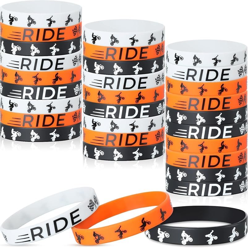 30pc Dirt Bike Party Favors: Motocross Silicone Wristbands for Boys' G