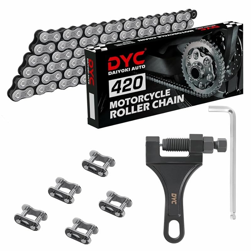 DYC 420 Motorcycle Chain 132 Links with Breaker Tool for 50cc-212cc AT