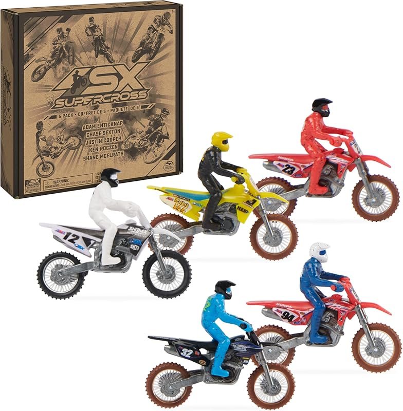 Authentic 5-Pack 1:24 Scale Die-Cast Toy Motorcycles with Rider Figure