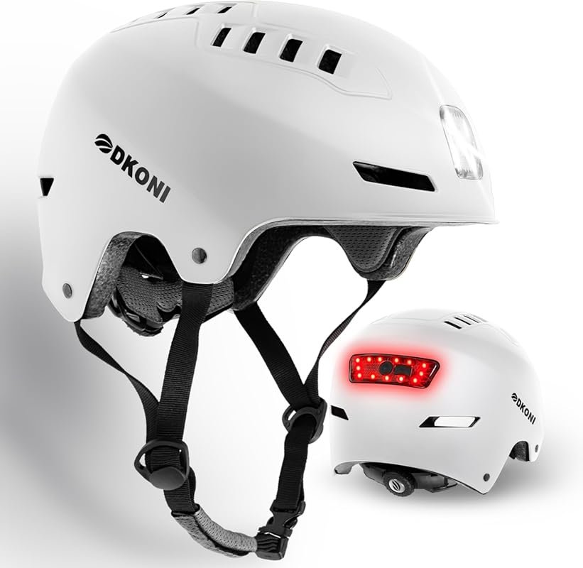 DKONI Commuter Bike Helmet with USB Rechargeable Front & Back LED Ligh