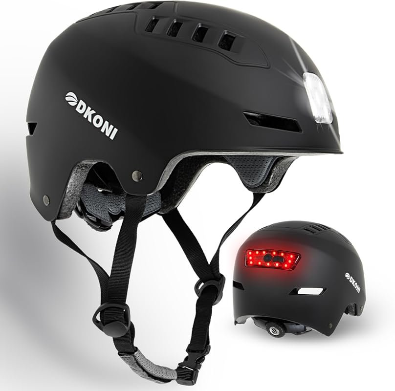 DKONI Commuter Bike Helmet with USB Rechargeable Front & Back LED Ligh