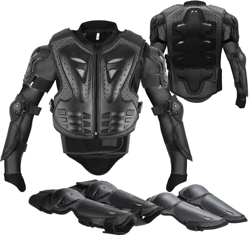 JUSTDOLIFE Youth Motorcycle Armor: 5-Piece Protection Jacket with Knee