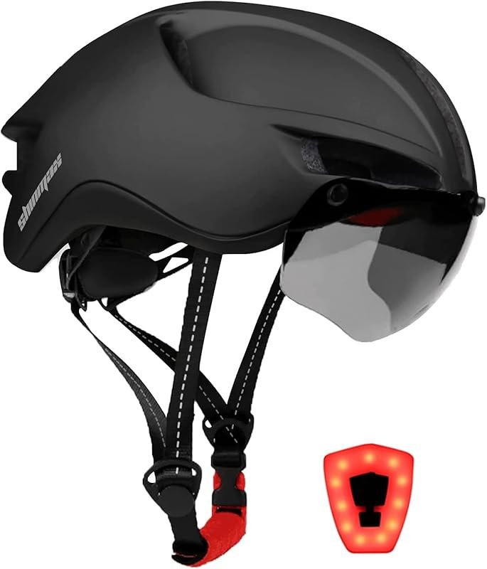 Shinmax Adult Bike Helmet: Ultralight, Magnetic Goggles, LED Light, Adjustable for Road/MTB