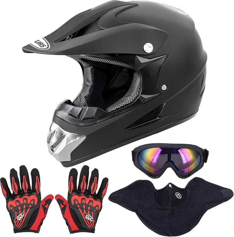 OUMURS DOT Adult Motocross Dirt Bike Helmet with Goggles, Gloves & Mas