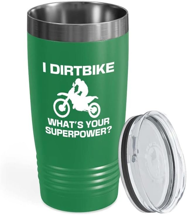 20oz Green Dirt Bike Tumbler: 
