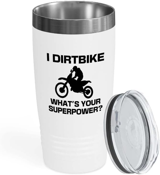 20oz White Dirt Bike Tumbler: 
