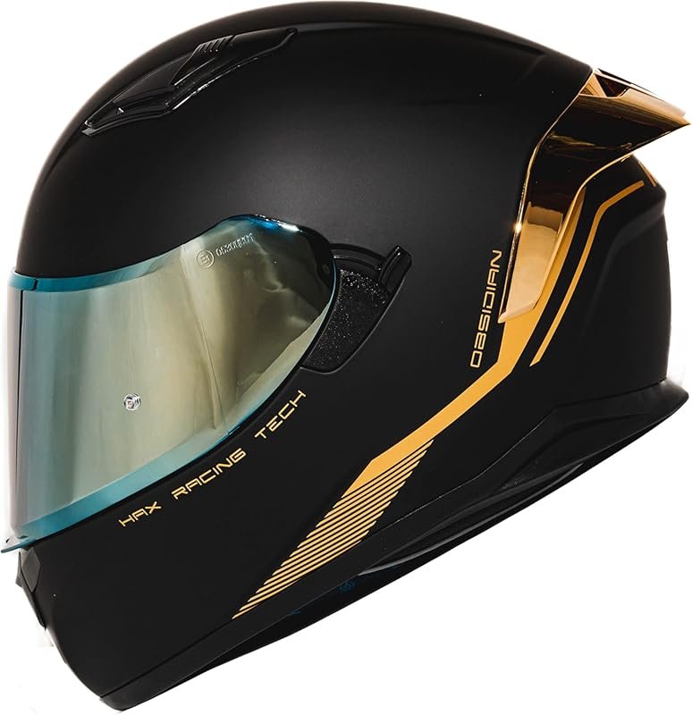 HAX Obsidian Full Face Motorcycle Helmet: Dual Visor, Pinlock Ready, D