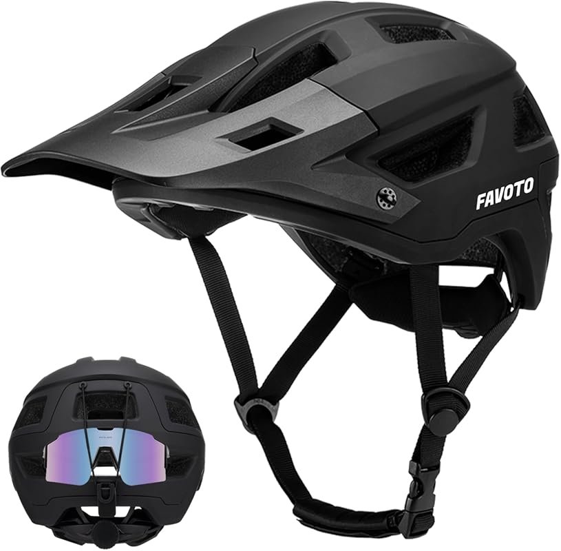 Favoto Lightweight MTB Helmet with Magnetic Buckle & Removable Visor f