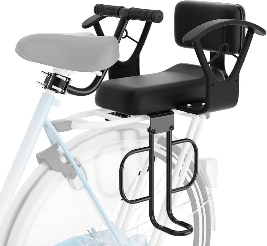 XIEEIX Adjustable Rear Child Bike Seat with Armrests and Pedals