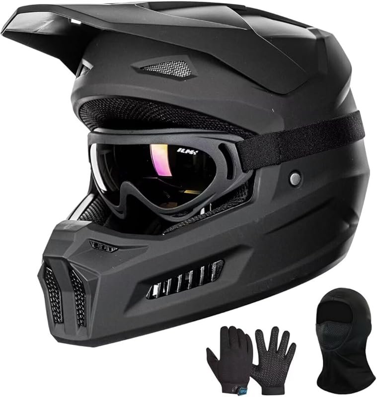 ILM Youth Dirt Bike Helmet with Goggles & Gloves: DOT Approved for Mot