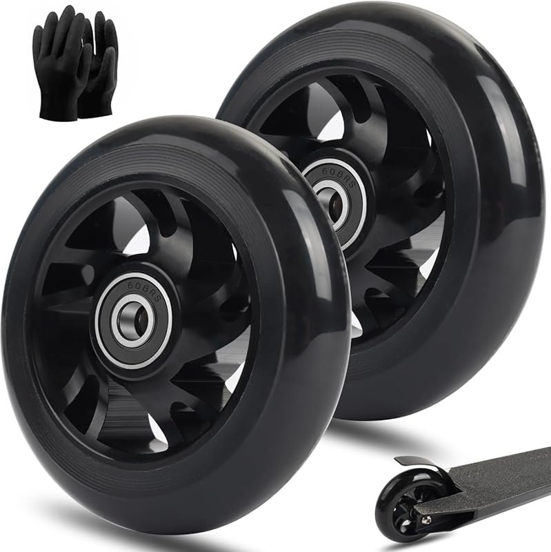 Scooter Wheels Pro 100mm Black Aluminum Alloy Rim with Anti-Lock Beari
