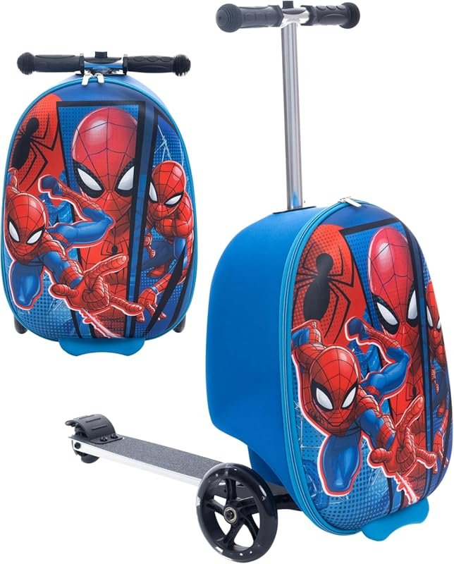 Fast Forward Spiderman 18-Inch Lightweight Ride-On Scooter Suitcase fo