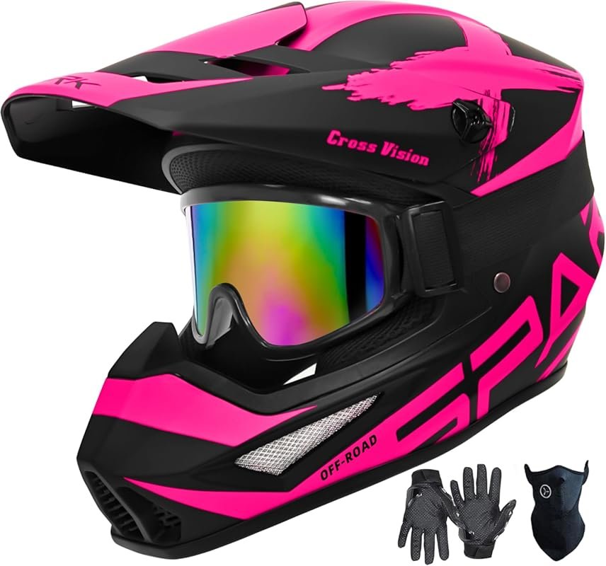 Youth & Adult DOT Certified Motocross Helmet Set with Gloves, Goggles,