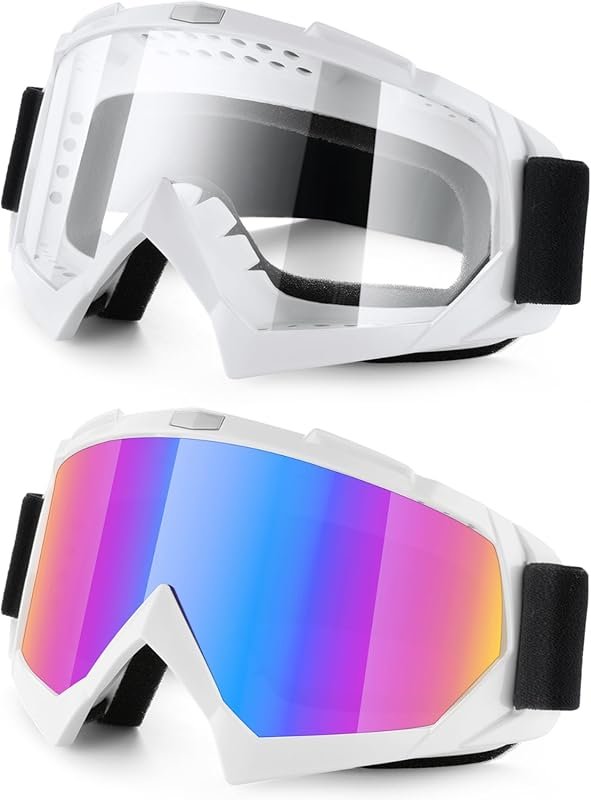 SINGARO 2-Pack Dirt Bike Goggles: Windproof ATV Riding Glasses for Men