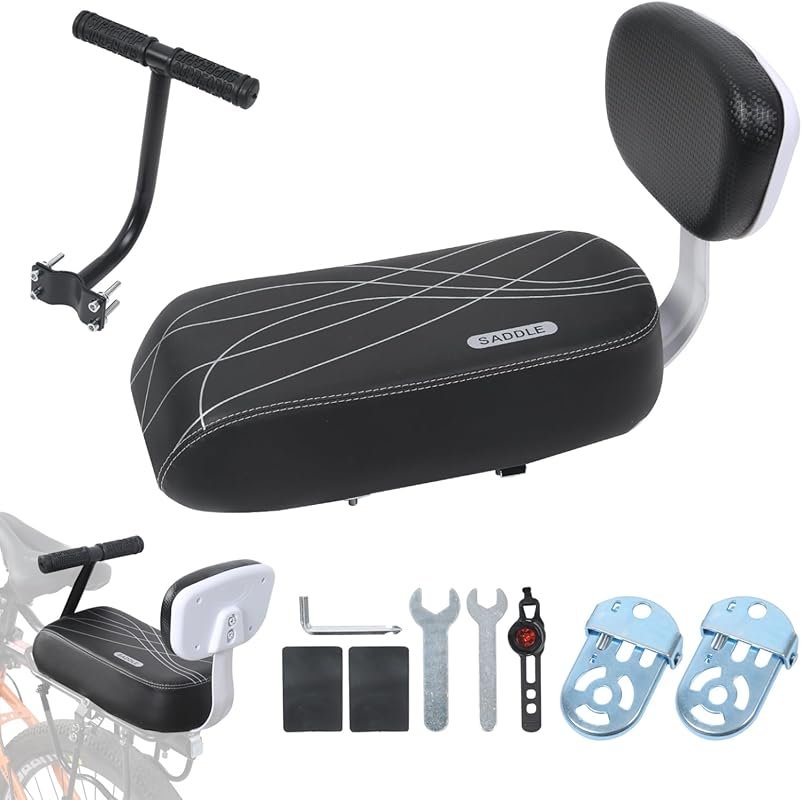 Comfortable Rear Bike Seat Cushion with Backrest & Handlebar, for Kids
