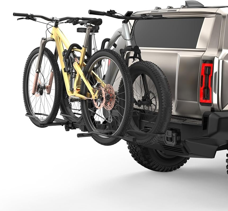 2-Bike Hitch Mount Platform Rack: Tilting Carrier for E-Bikes and Fat 
