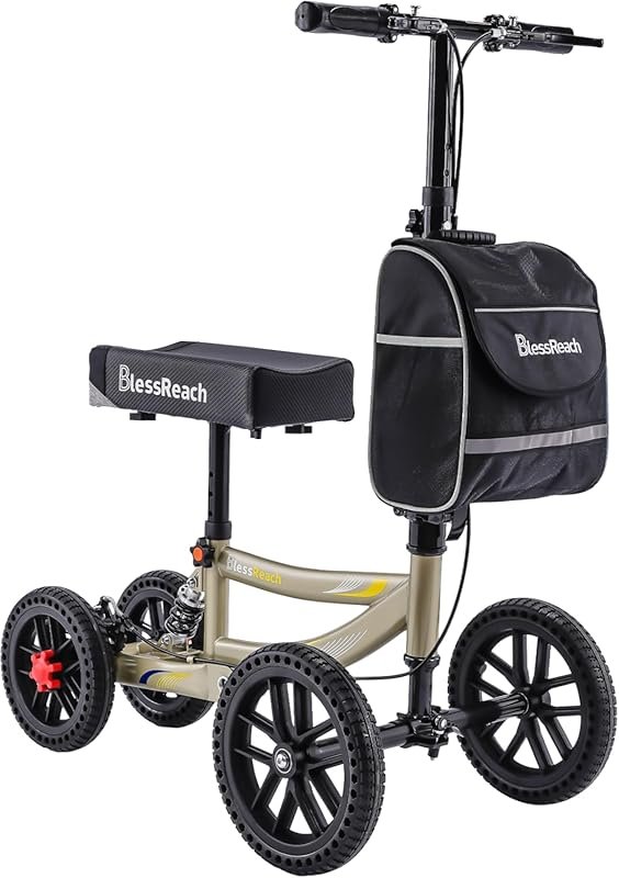 350lbs All-Terrain Foldable Knee Scooter with 13 Inch PU Seat Disc Bra