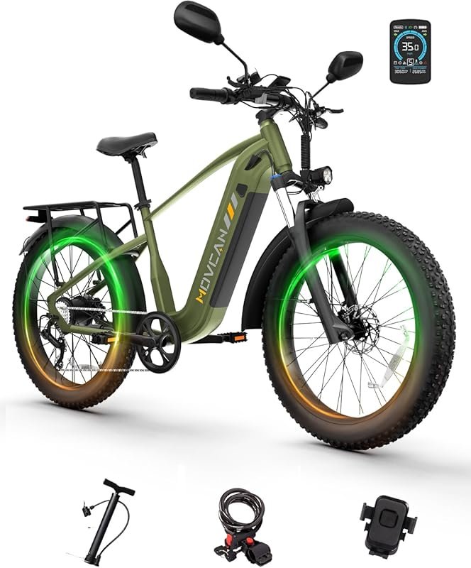Movcan EB60 Electric Mountain Bike, 2500W Peak, 35 MPH, 70-Mile Range,
