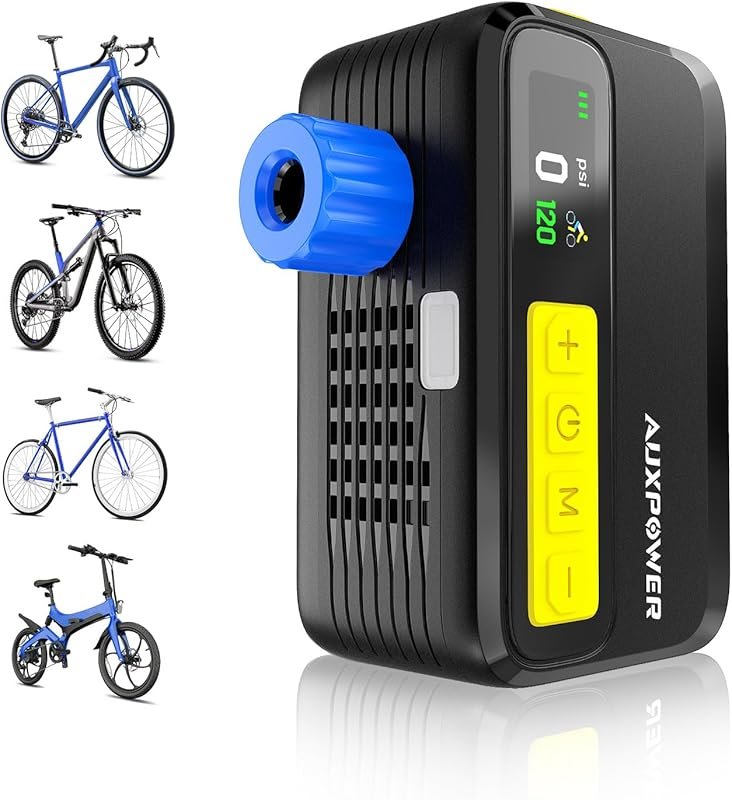 Auxpower Mini Portable Electric Bike Pump with Gauge, 120PSI Fast Infl
