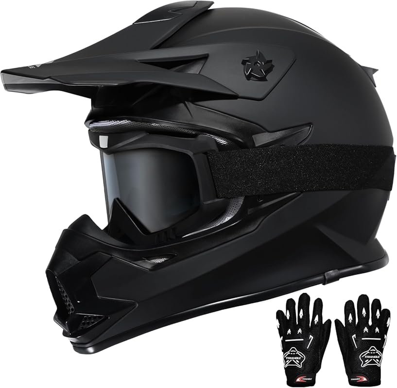 TRIANGLE DOT Certified Full Face Dirt Bike Helmet with Goggles & Glove