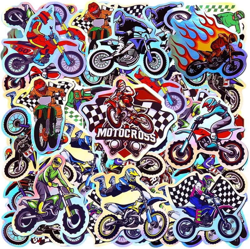 100pcs Holographic Dirt Bike Stickers: Waterproof Motocross Decor & Pa