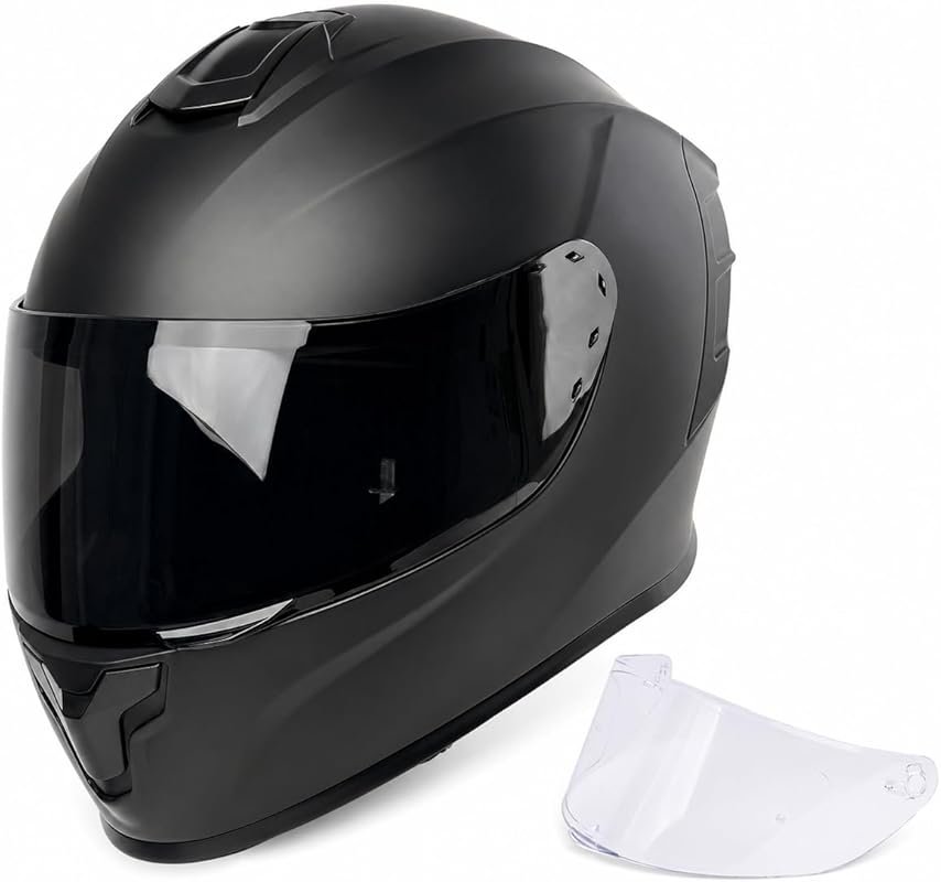 Orthrus Full Face Motorcycle Helmet: DOT Approved, Tinted & Clear Viso